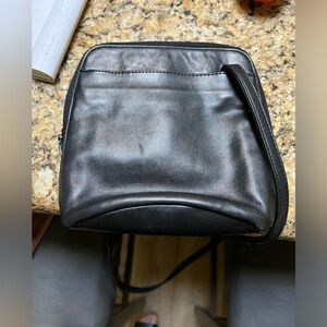 Black leather cross body bag